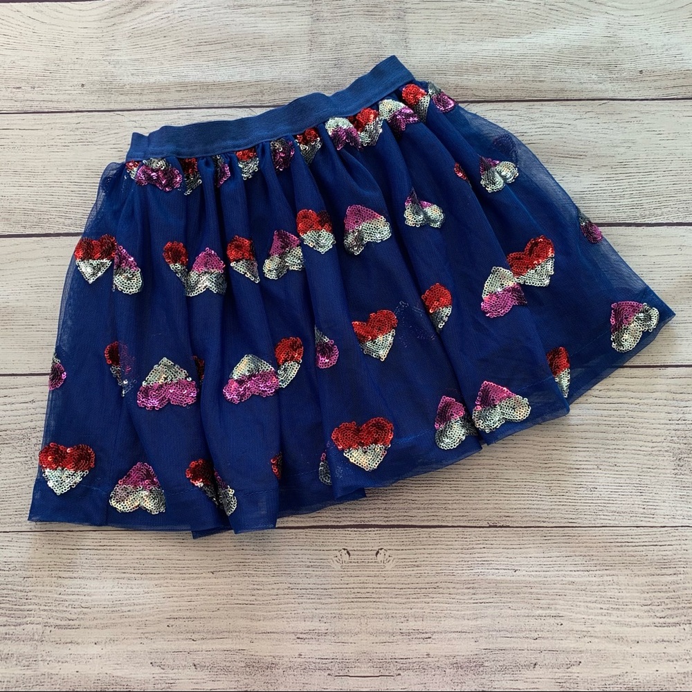 Cat & Jack Heart Sequin Tulle Skirt Size 4/5